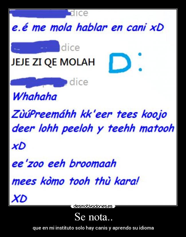 Se nota.. - que en mi instituto solo hay canis y aprendo su idioma