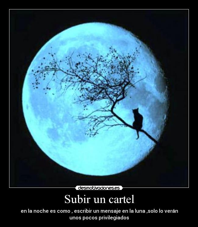 Subir un cartel - en la noche es como , escribir un mensaje en la luna ,solo lo verán
unos pocos privilegiados