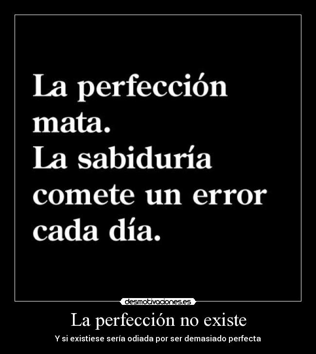 La perfección no existe - Y si existiese sería odiada por ser demasiado perfecta