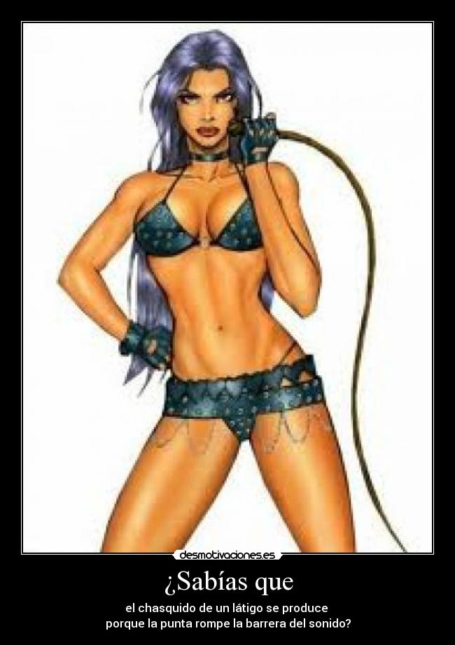 ¿Sabías que - el chasquido de un látigo se produce
porque la punta rompe la barrera del sonido?