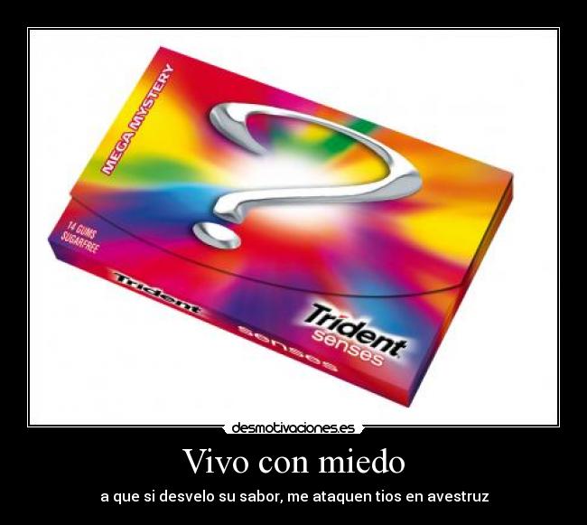 Vivo con miedo - a que si desvelo su sabor, me ataquen tios en avestruz