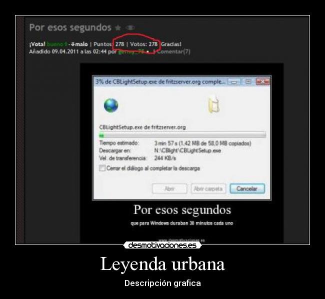 Leyenda urbana - Descripción grafica