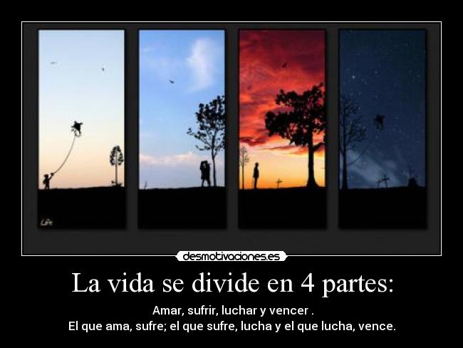 La vida se divide en 4 partes: - 