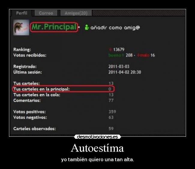 Autoestíma - yo también quiero una tan alta.