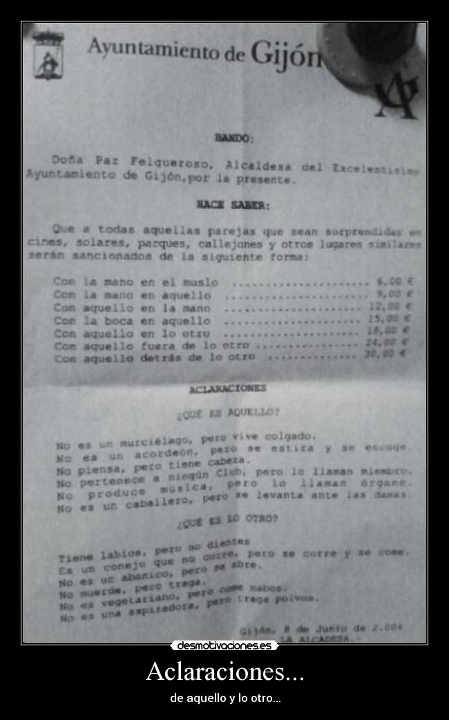 Aclaraciones... - de aquello y lo otro...