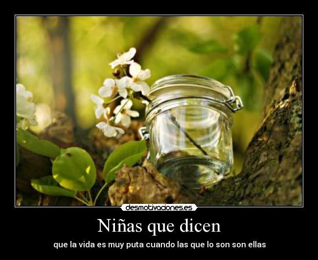 Niñas que dicen - que la vida es muy puta cuando las que lo son son ellas
