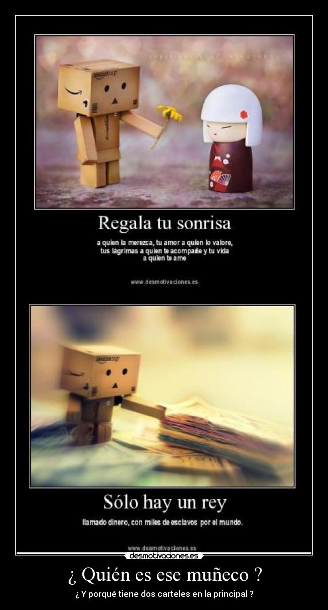 ¿ Quién es ese muñeco ? - ¿ Y porqué tiene dos carteles en la principal ?