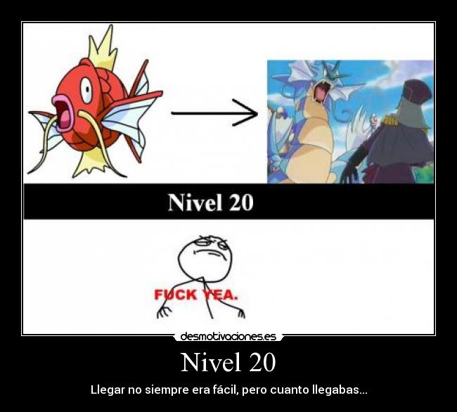 carteles makigarp gyarados nivel veinte pokemon evolucion desmotivaciones