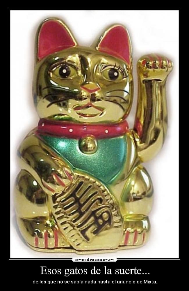 Esos gatos de la suerte... - de los que no se sabía nada hasta el anuncio de Mixta.