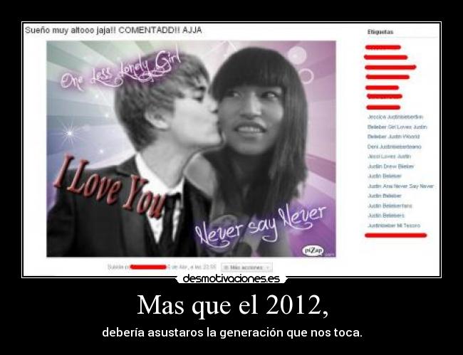 Mas que el 2012, - debería asustaros la generación que nos toca.