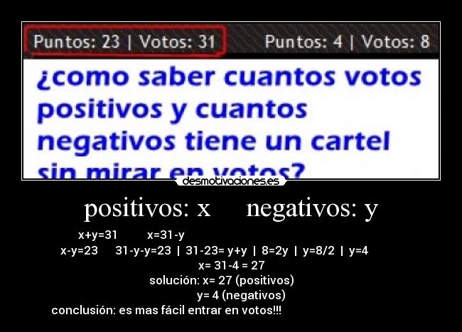 positivos: x negativos: y -