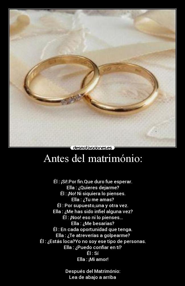 Antes del matrimónio: -