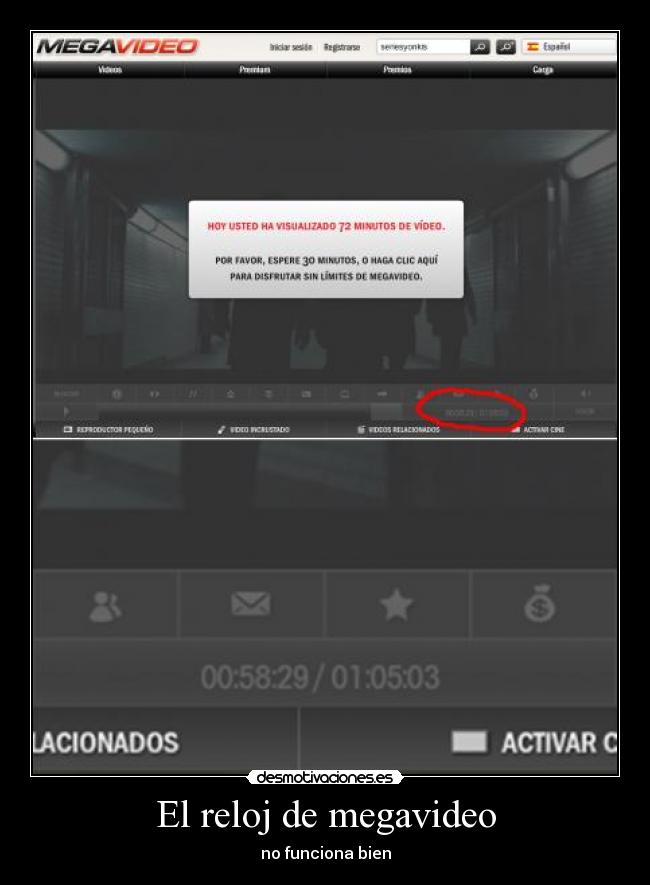 El reloj de megavideo - no funciona bien