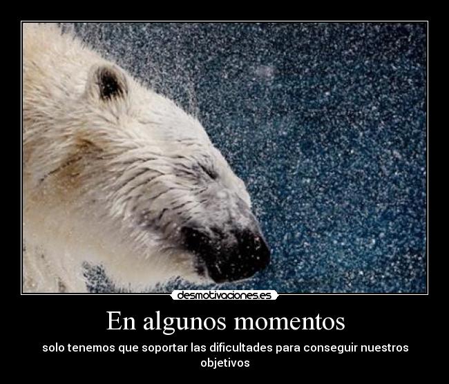 En algunos momentos - solo tenemos que soportar las dificultades para conseguir nuestros objetivos