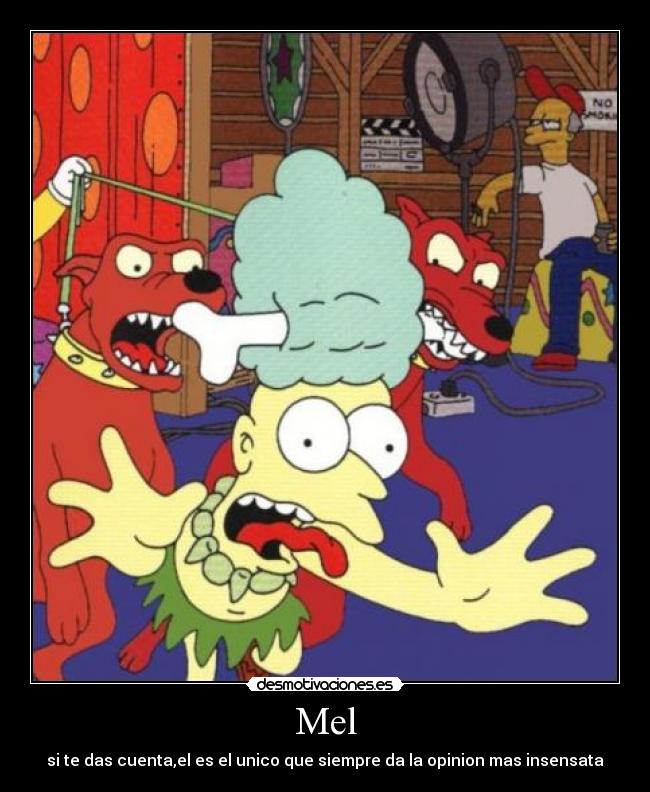 Mel - si te das cuenta,el es el unico que siempre da la opinion mas insensata