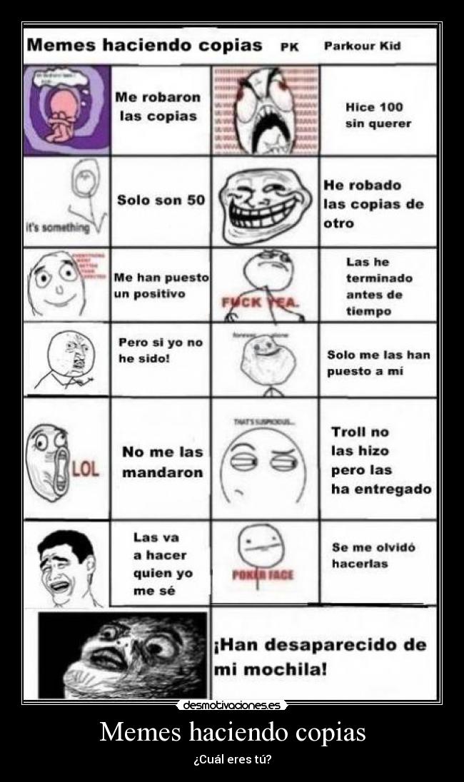 Memes haciendo copias - ¿Cuál eres tú?