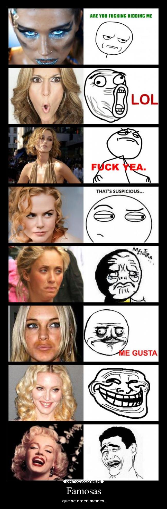 carteles famosas memes cantantes actrices desmotivaciones