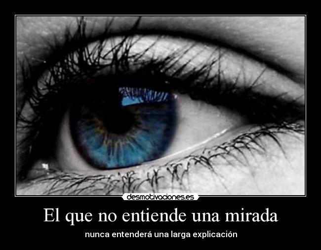 El que no entiende una mirada - nunca entenderá una larga explicación