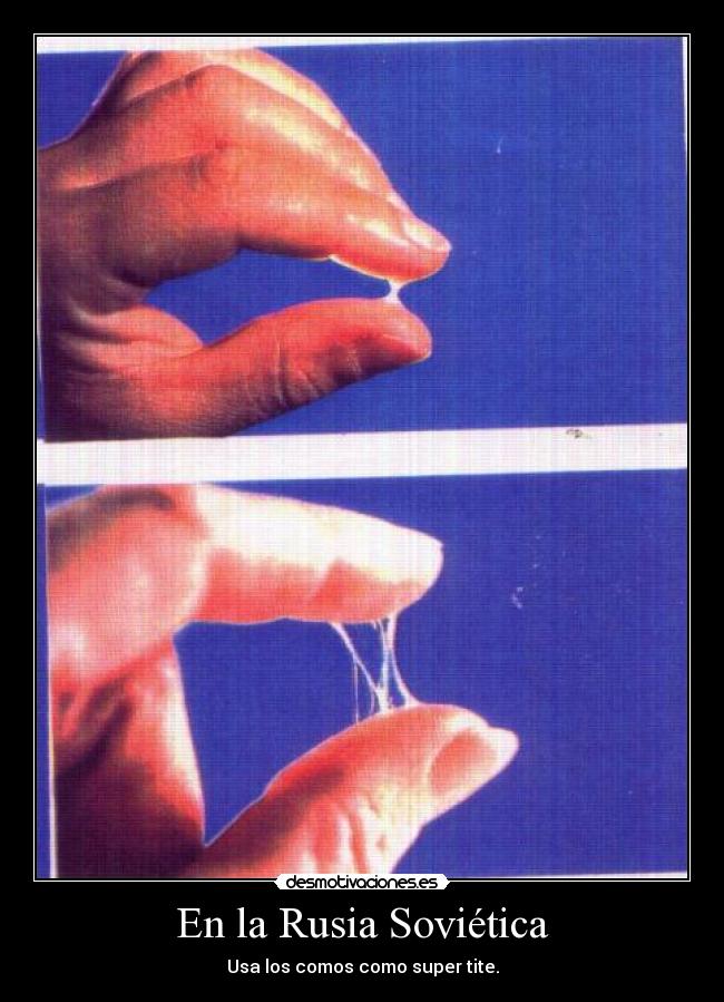 En la Rusia Soviética - Usa los comos como super tite.