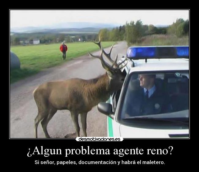 ¿Algun problema agente reno? - Si señor, papeles, documentación y habrá el maletero.