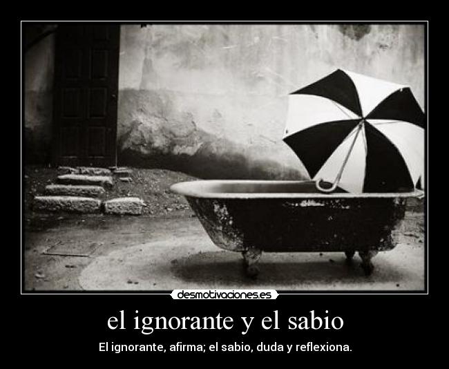 el ignorante y el sabio - El ignorante, afirma; el sabio, duda y reflexiona.