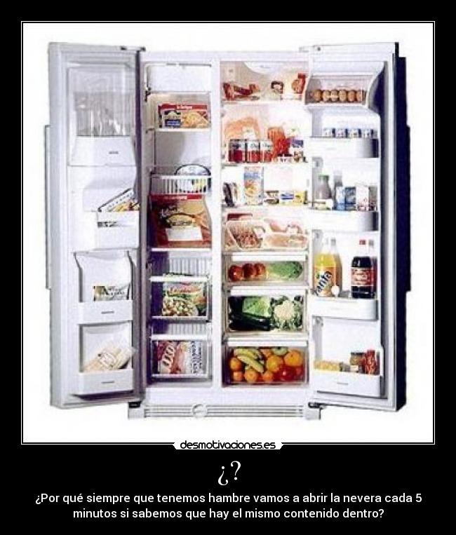 ¿? - ¿Por qué siempre que tenemos hambre vamos a abrir la nevera cada 5
minutos si sabemos que hay el mismo contenido dentro?