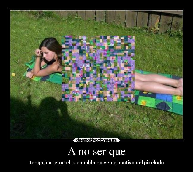 A no ser que - tenga las tetas el la espalda no veo el motivo del pixelado