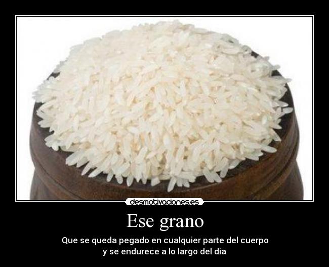 Ese grano - Que se queda pegado en cualquier parte del cuerpo
y se endurece a lo largo del dia