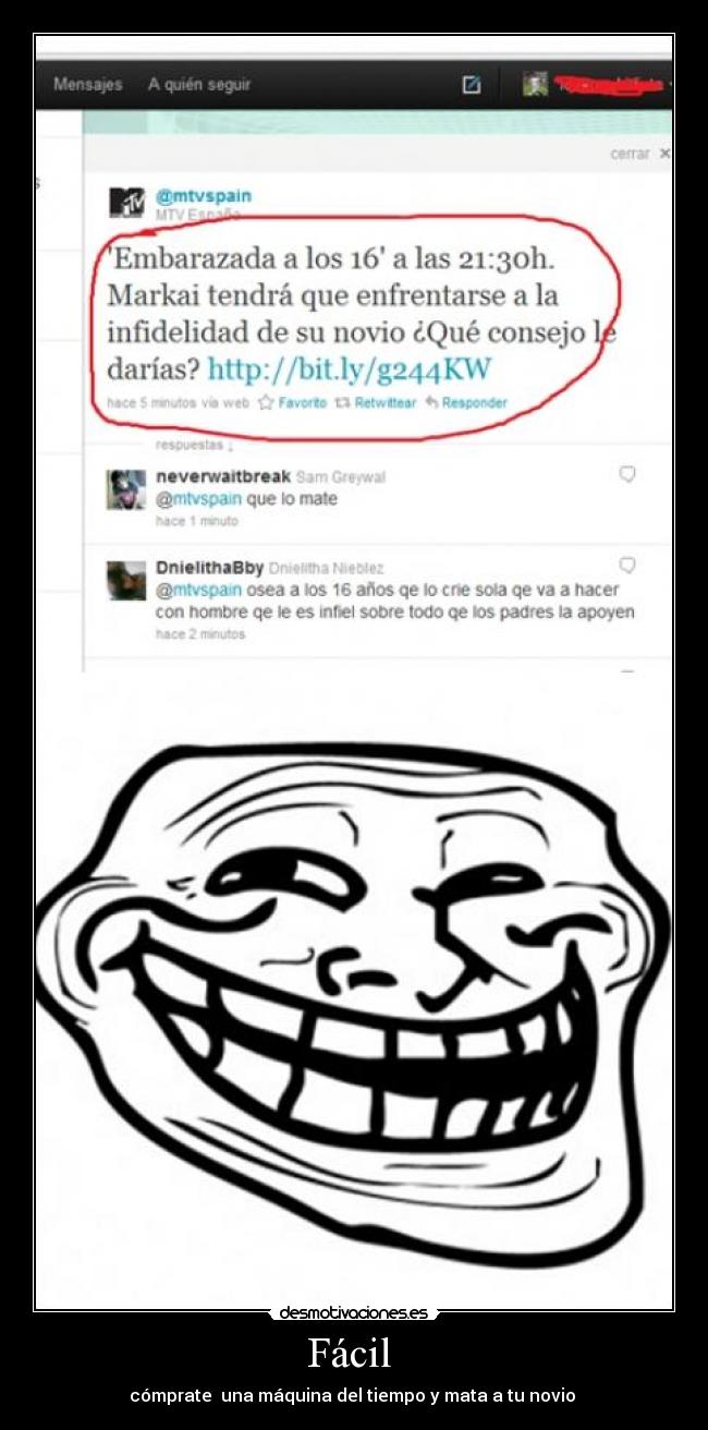 Fácil - cómprate una máquina del tiempo y mata a tu novio