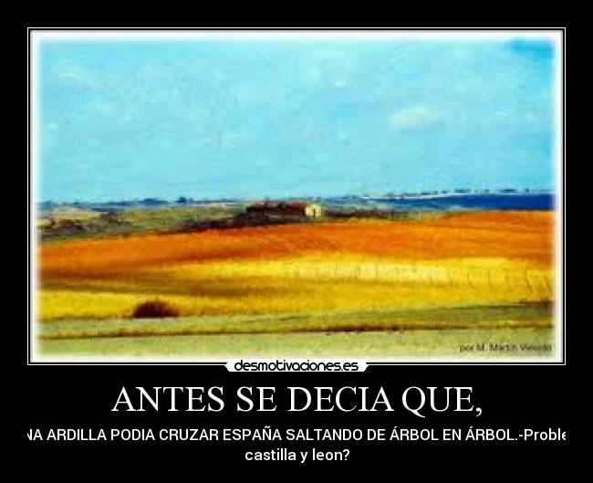 ANTES SE DECIA QUE, - UNA ARDILLA PODIA CRUZAR ESPAÑA SALTANDO DE ÁRBOL EN ÁRBOL.-Problem
castilla y leon?