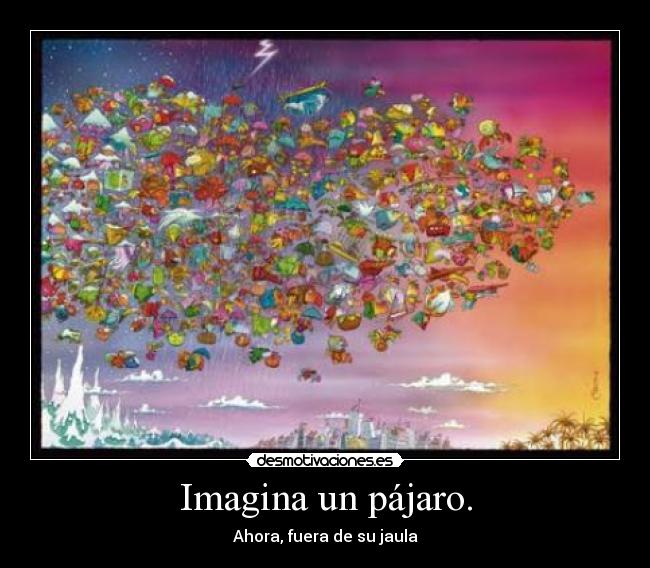 Imagina un pájaro. - Ahora, fuera de su jaula