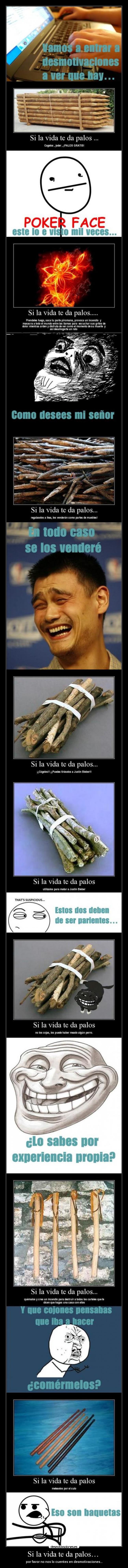 Si la vida te da palos…  - por favor no nos lo cuentes en desmotivaciones...