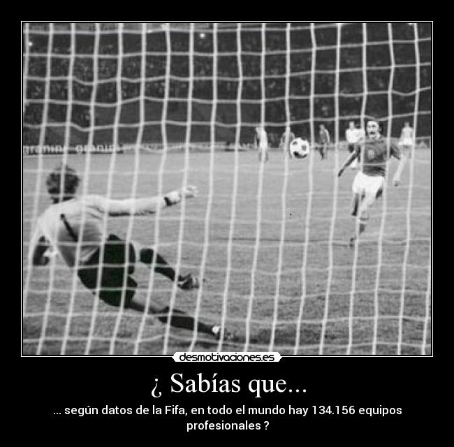 ¿ Sabías que... - ... según datos de la Fifa, en todo el mundo hay 134.156 equipos profesionales ?