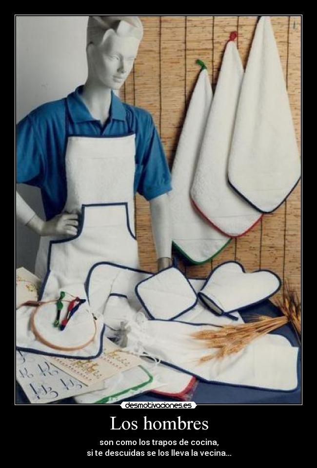 Los hombres - son como los trapos de cocina,
si te descuidas se los lleva la vecina...