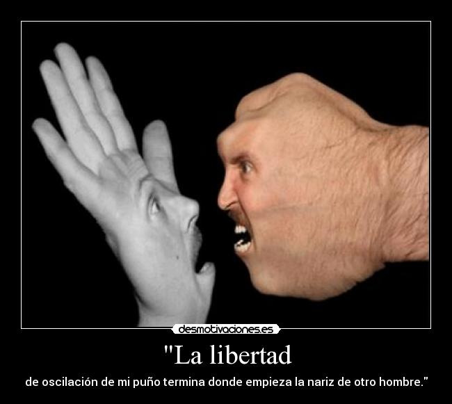 La libertad - de oscilación de mi puño termina donde empieza la nariz de otro hombre.