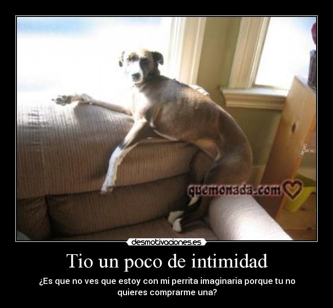 Tio un poco de intimidad - ¿Es que no ves que estoy con mi perrita imaginaria porque tu no
quieres comprarme una?