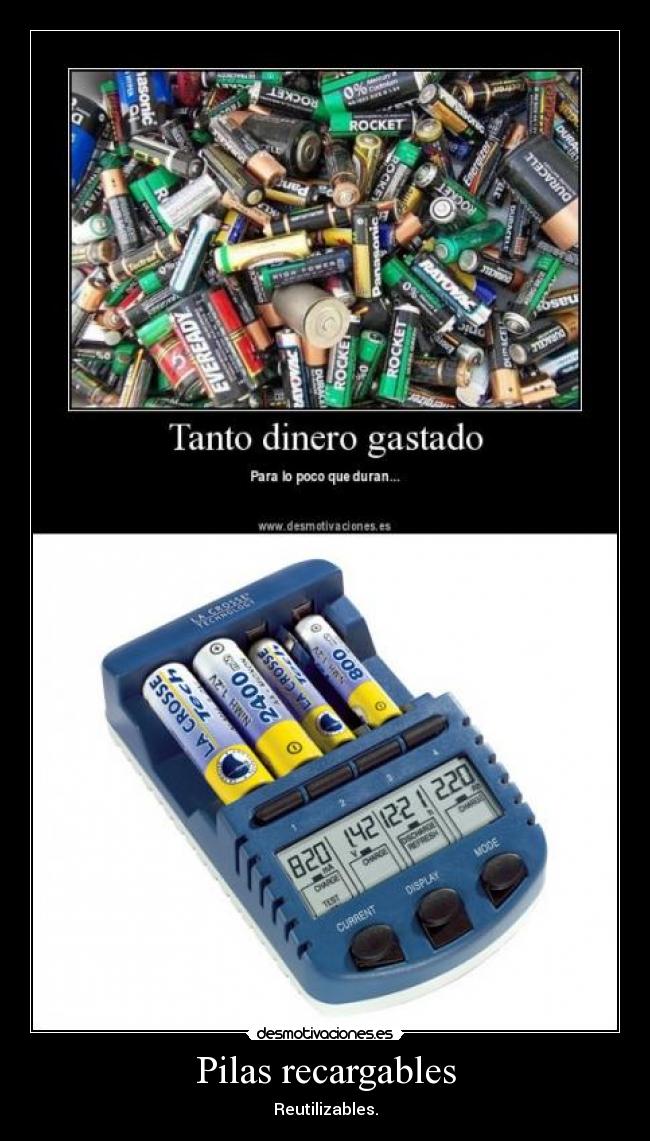 carteles pilas recargables dinero duran reutilizables l94 desmotivaciones