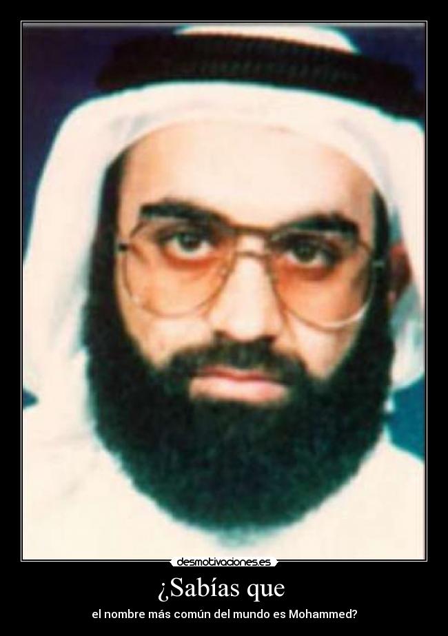 ¿Sabías que - el nombre más común del mundo es Mohammed?