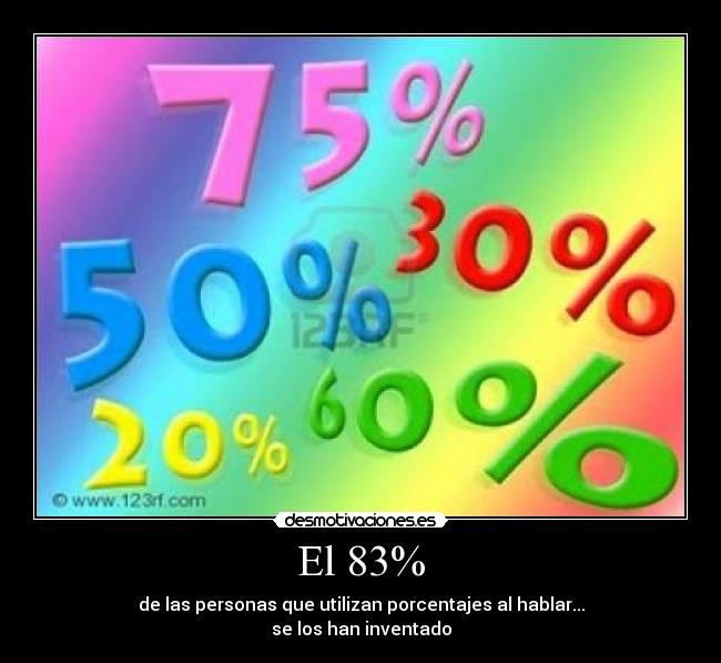 El 83% - de las personas que utilizan porcentajes al hablar...
se los han inventado