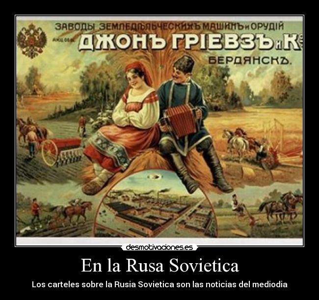 En la Rusa Sovietica - Los carteles sobre la Rusia Sovietica son las noticias del mediodia