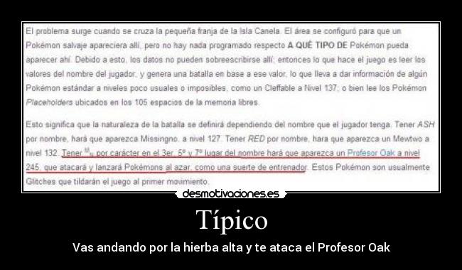 Típico - Vas andando por la hierba alta y te ataca el Profesor Oak