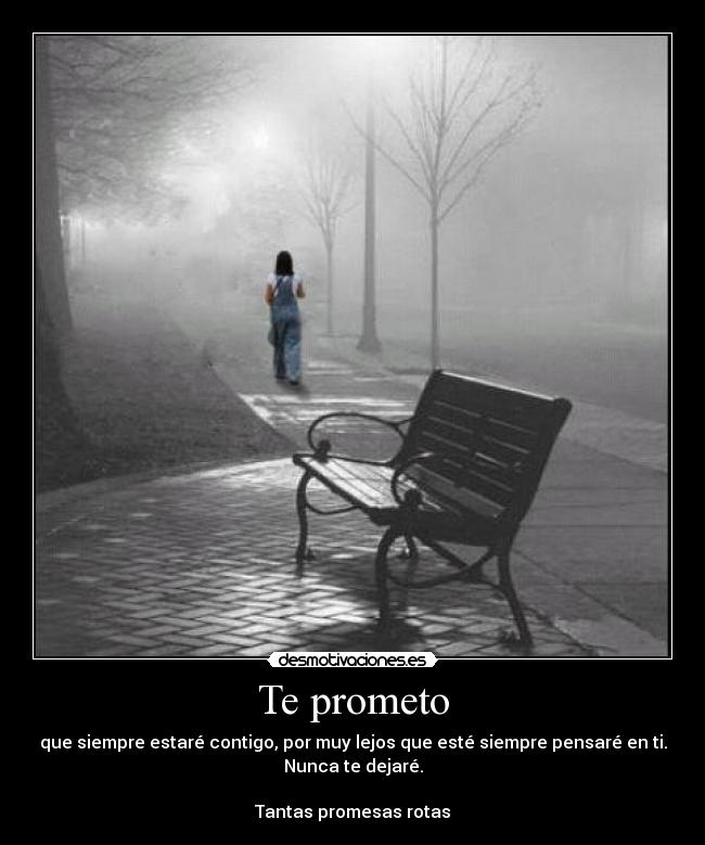 Te prometo - que siempre estaré contigo, por muy lejos que esté siempre pensaré en ti.
Nunca te dejaré.

Tantas promesas rotas