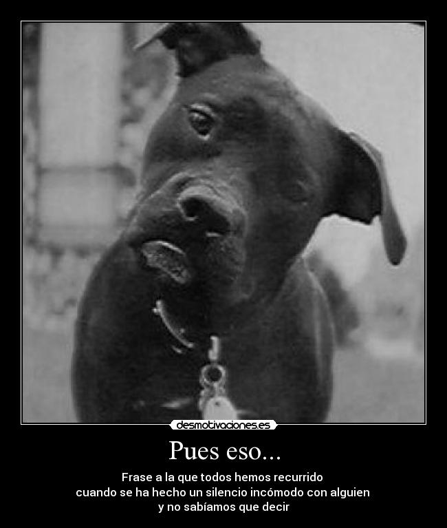 Pues eso... - Frase a la que todos hemos recurrido
cuando se ha hecho un silencio incómodo con alguien
y no sabíamos que decir