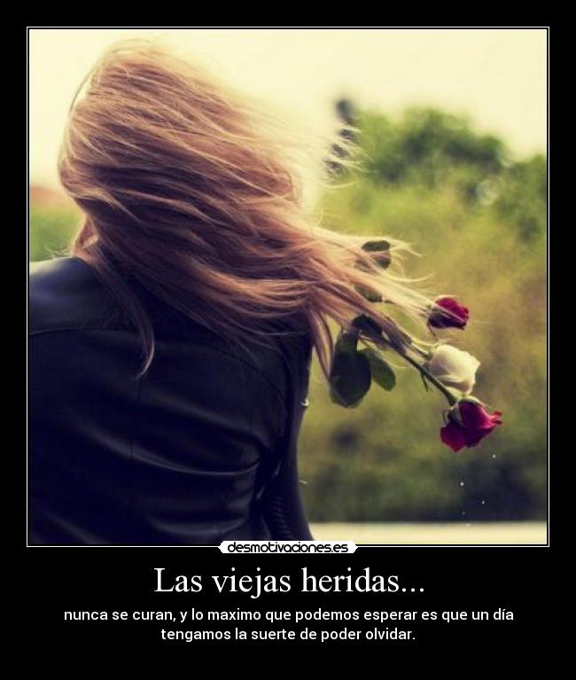 Las viejas heridas... - nunca se curan, y lo maximo que podemos esperar es que un día
tengamos la suerte de poder olvidar.
