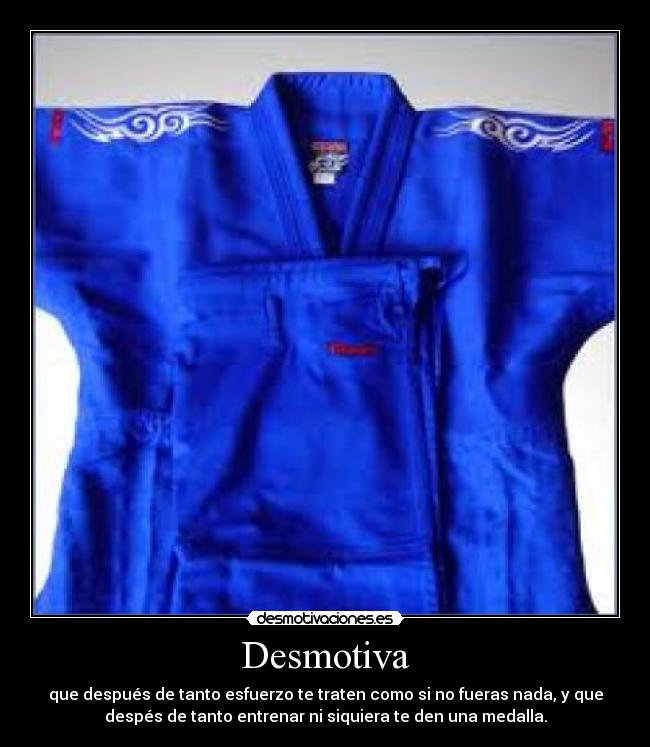 Desmotiva - que después de tanto esfuerzo te traten como si no fueras nada, y que
despés de tanto entrenar ni siquiera te den una medalla.