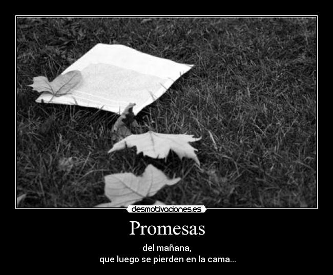 Promesas - del mañana,
 que luego se pierden en la cama...