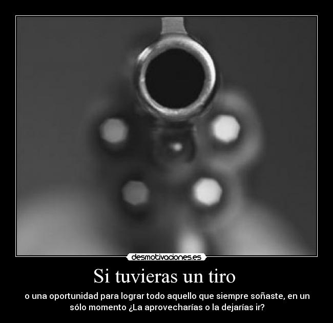 Si tuvieras un tiro - o una oportunidad para lograr todo aquello que siempre soñaste, en un
sólo momento ¿La aprovecharías o la dejarías ir?