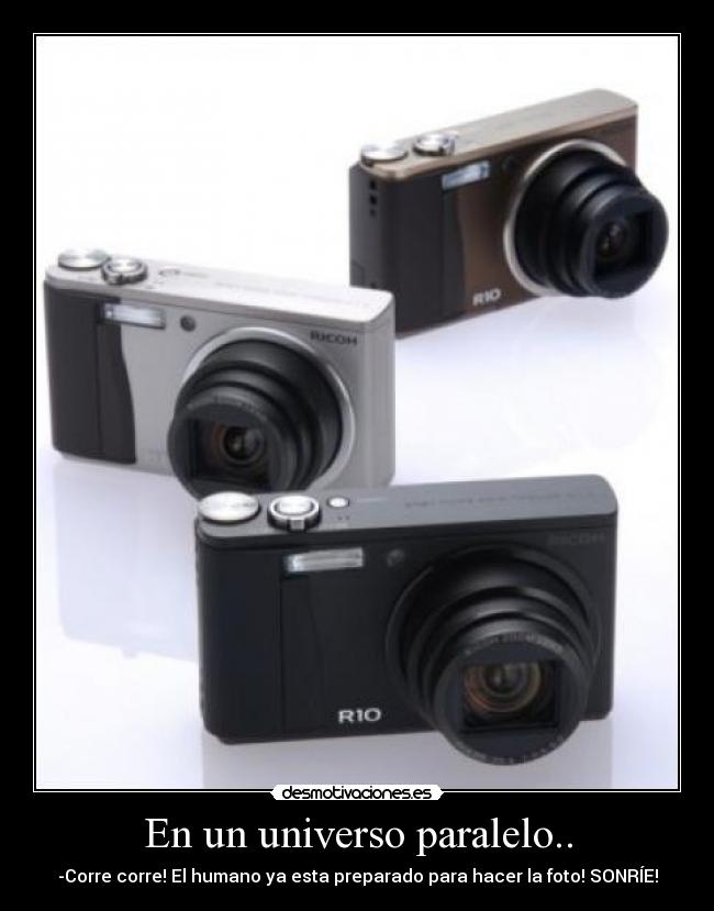 En un universo paralelo.. - -Corre corre! El humano ya esta preparado para hacer la foto! SONRÍE!