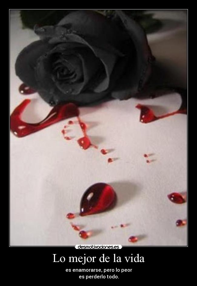Lo mejor de la vida - es enamorarse, pero lo peor
es perderlo todo.