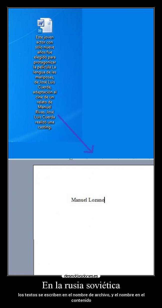 En la rusia soviética - los textos se escriben en el nombre de archivo, y el nombre en el contenido
